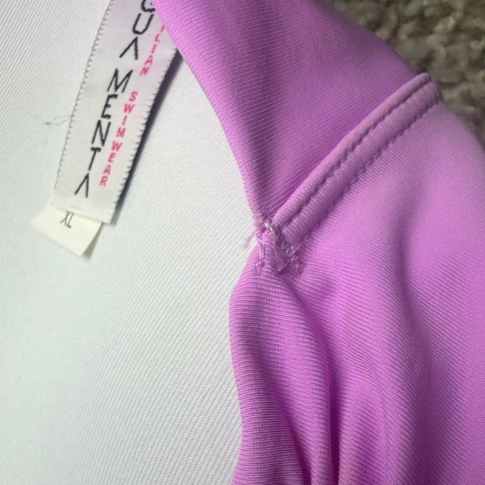Aqua Menta Designer Swimsuit Women XL Pink Excellent Halter One Piece Ruched Bow